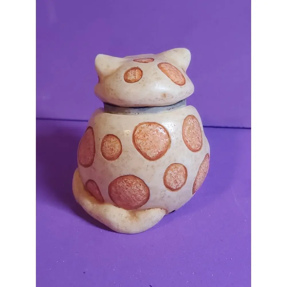 Pot Belly Cat Trinket Holder Figurine 2” - Picture 2 of 5